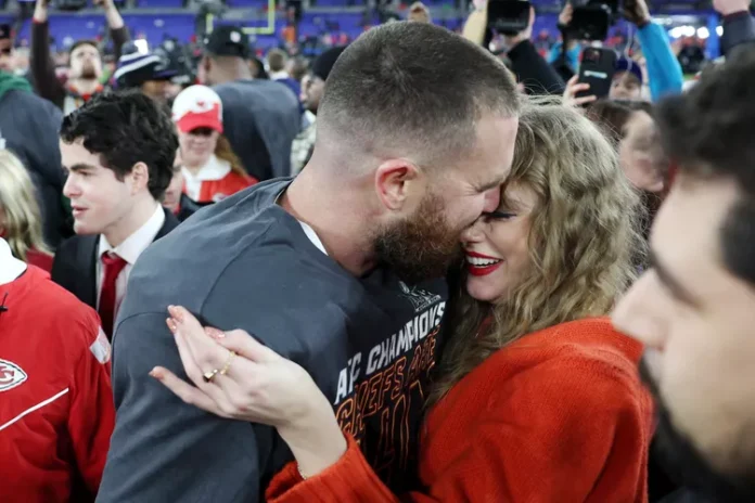 Every Photo of Taylor Swift and Travis Kelce Celebrating His AFC Championship Game Win